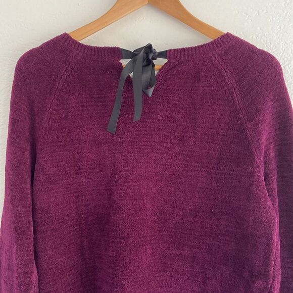 NWT Talbots Sz M Purple Fuzzy Soft Knit Merino Wool Blend Relaxed Tunic Sweater - Picture 9 of 9